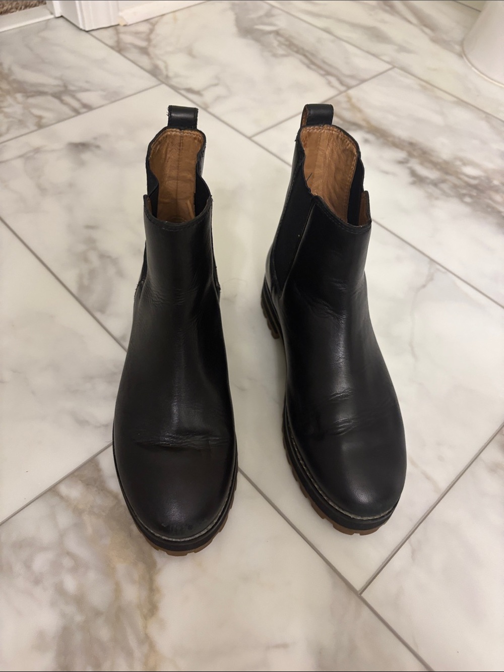 Madewell Black Leather Chelsea Ankle Boots